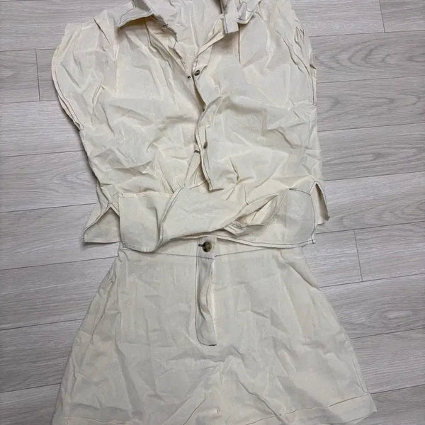 [BUNJANG] Linen Two-Piece Set Beige / 린넨 베이지 투피스