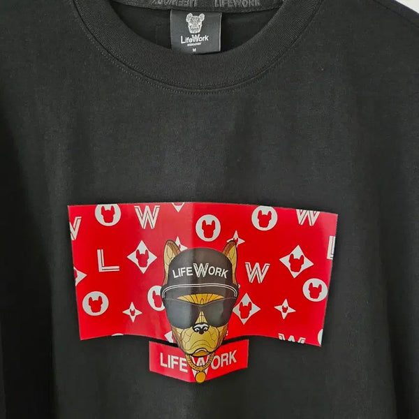 [BUNJANG] Lifework Black Dog Printing Short Sleeve T-shirt M / 라이프워크 블랙 강아지 프린팅 반팔티 M 새상품입니다