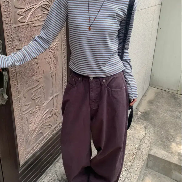 [BUNJANG] Verdo Wide Cotton Balloon Pants - Purple (Size S) / 베르도 와이드 코튼 벌룬 팬츠 공용 퍼플 S
