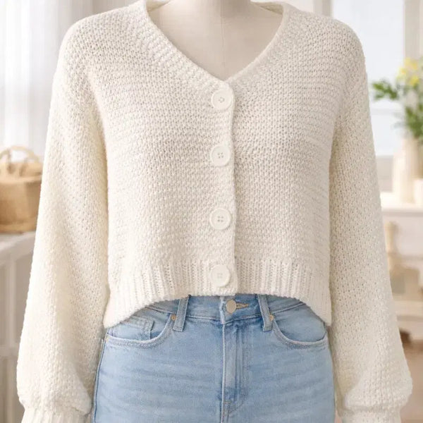 [BUNJANG] Ivory Knit Cardigan (Size 66-77) / 아이보리 니트 가디건  66-77 초여름까지