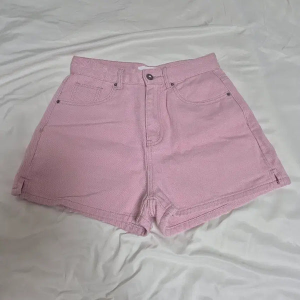 [BUNJANG] Wide Pink Denim Cotton 3/4 Length Shorts / 2회착용) 와이드 핑크 데님 코튼 3부 반바지