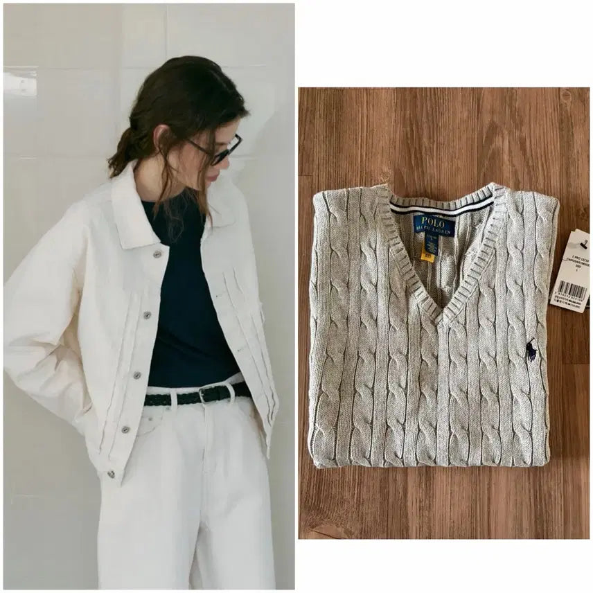 [BUNJANG] Polo Boys Knit Vest & ARTO Cream Denim Jacket Bundle / 거의새것)폴로 니트+아르토 크림 자켓 일괄판매