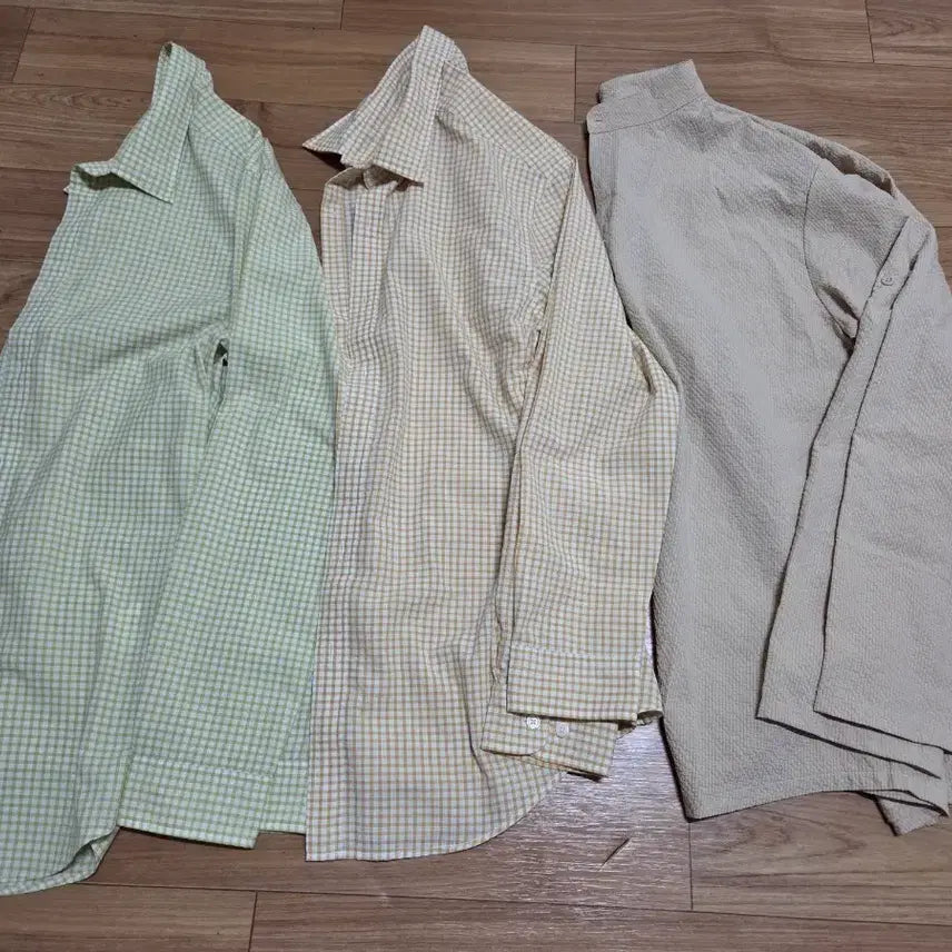 [BUNJANG] Long-Sleeve Shirts Bundle (Checkered & Solid) / 체크/솔리드 긴팔 셔츠 3종