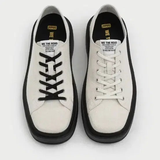 [BUNJANG] WITH ROAD Liquid Square Toe Sneakers Ivory 260 / 위더로드 리퀴드 스퀘어토 스니커즈 아이보리 260