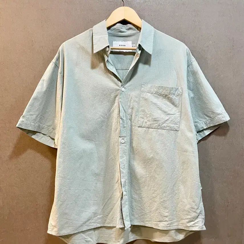 [BUNJANG] Avandress 100% Cotton Men's Short Sleeve Shirt Mint Oversized / 어반드레스 코튼 100% 남자 반팔 셔츠