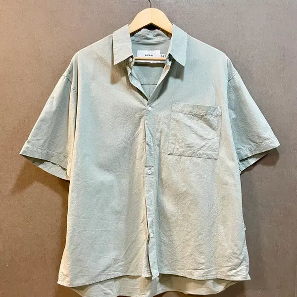 [BUNJANG] Avandress 100% Cotton Men's Short Sleeve Shirt Mint Oversized / 어반드레스 코튼 100% 남자 반팔 셔츠