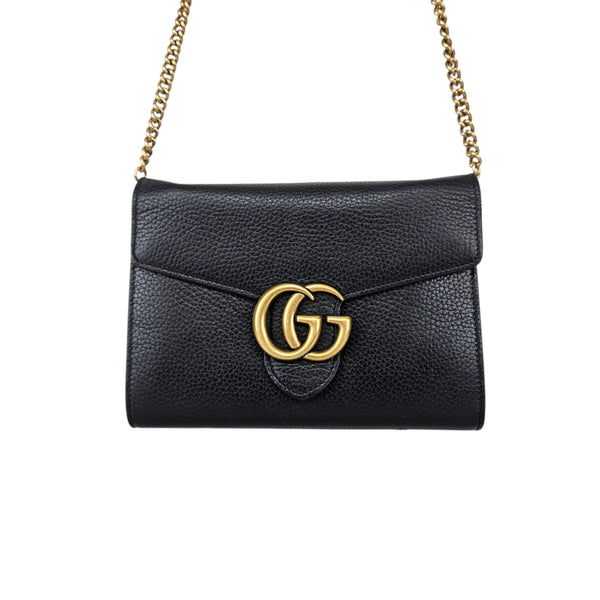 [BUNJANG] Gucci GG Leather Shoulder Crossbody Bag / 구찌 GG 레더 체인 숄더 크로스백