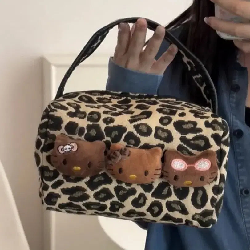 [BUNJANG] Tanning Kitty Leopard Tote Bag / 태닝키티 레오파드 토트백