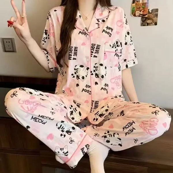 [BUNJANG] Heart Cat Pajama Set / 하트 고양이 파자마 세트