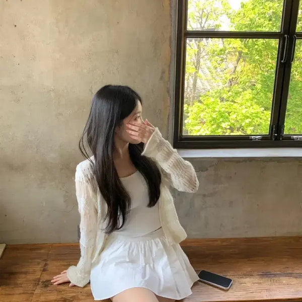 [BUNJANG] Alpaca Kid Mohair Crochet Cardigan / 크로쉐 가디건