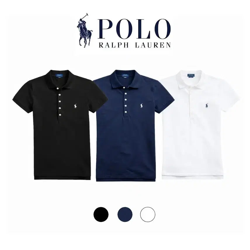 [BUNJANG] Polo Ralph Lauren Women's 5-Button Pique Cotton Short Sleeve Polo Shirt / 폴로 랄프로렌 여성 PK반팔 카라티[5버튼] 블랙/네이비/화이트