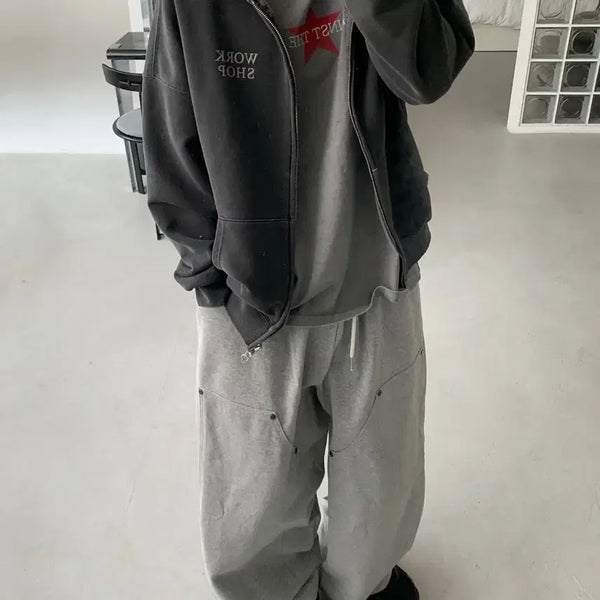 [BUNJANG] Hoai Bo Pigment Box Hoodie Charcoal / 호아이보 피그먼트 박스 후드집업 차콜