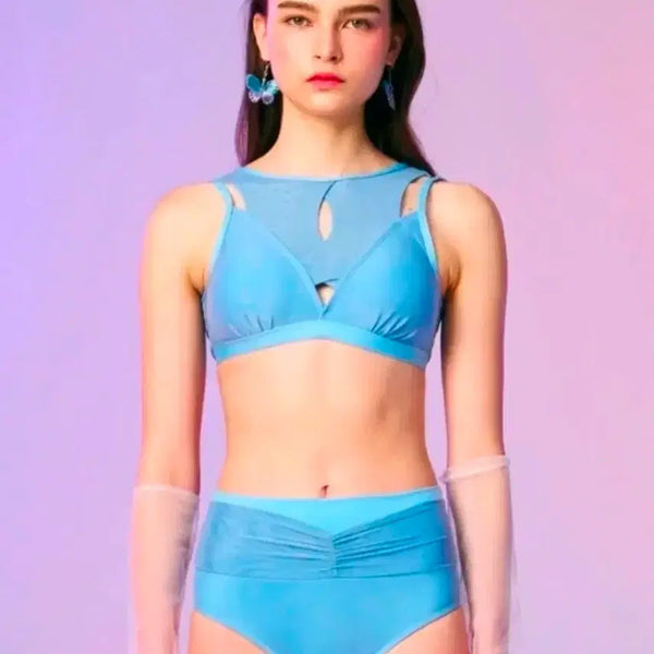 [BUNJANG] Sonya Rebuy Mesh Polewear Set Light Blue S / 소냐레바이 메쉬 폴웨어 세트 라이트블루 S 폴댄스 바프 폴프 수영복