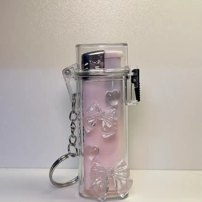 [BUNJANG] Handmade Resin Lighter Case with Ribbon and Heart Charm Keychain / 라이터 레진 키링 케이스