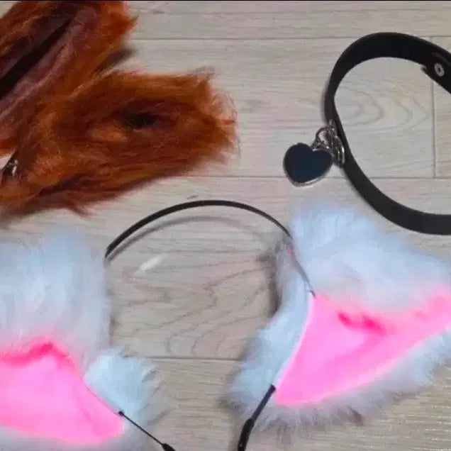 [BUNJANG] Fox Ears Headband Choker Set / 코스프레 졸업사진 촬영 할로윈 여우 귀 동물 귀 머리띠 초커 세트