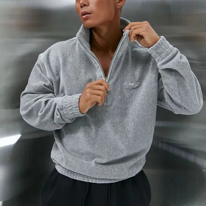 [BUNJANG] Born to Win Velvet Half Zip-up 2 (Size 105) / 본투윈 벨벳 하프집업 2