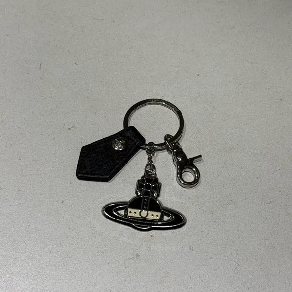 [BUNJANG] Vivienne Westwood Saffiano Black and White Keyring / 비비안웨스트우드 사피아노 블랙앤화이트 키링