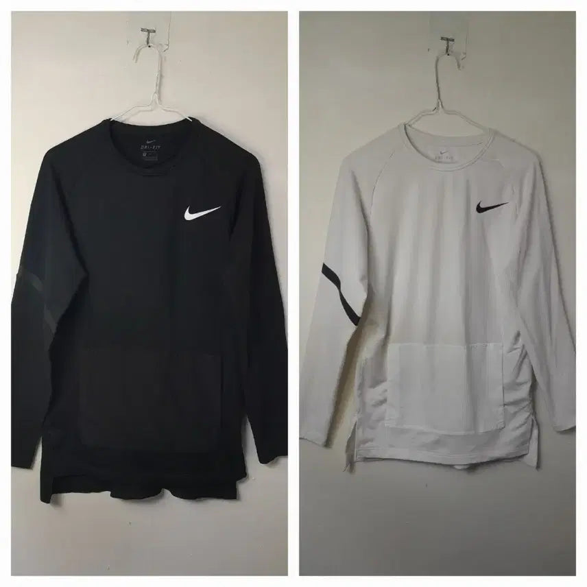[BUNJANG] Nike Pro Dri-FIT Long-Sleeve T-Shirt Set - Black/White - Size M/95 / 나이키 프로 드라이핏 블랙/화이트  티셔츠 세트 M/95