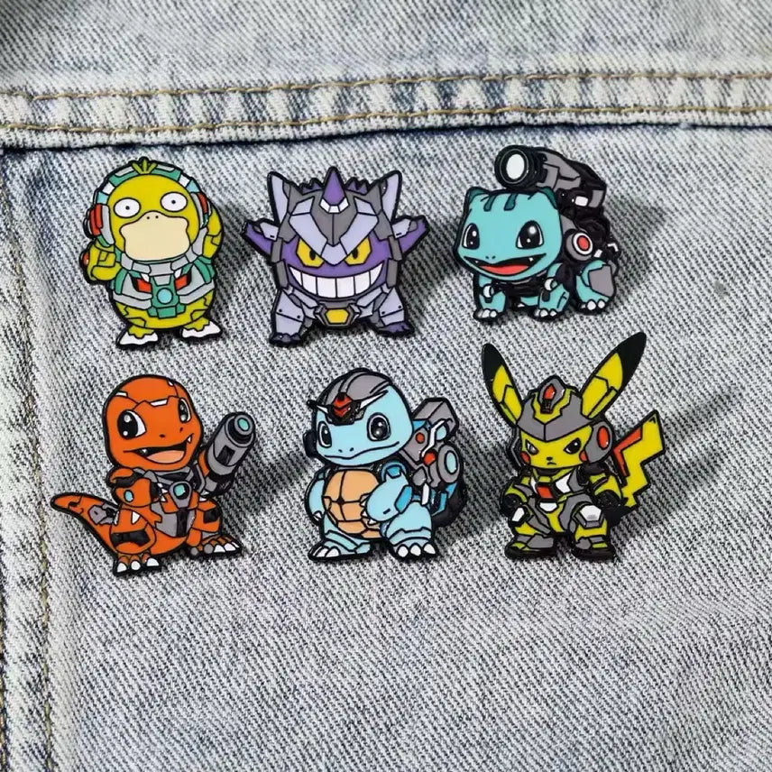 [BUNJANG] Pokemon Mecha Concept Badge 6-Piece Set Accessory / 포켓몬 메카 컨셉 뱃지 6종세트 악세사리 가방