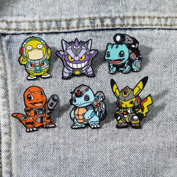 [BUNJANG] Pokemon Mecha Concept Badge 6-Piece Set Accessory / 포켓몬 메카 컨셉 뱃지 6종세트 악세사리 가방