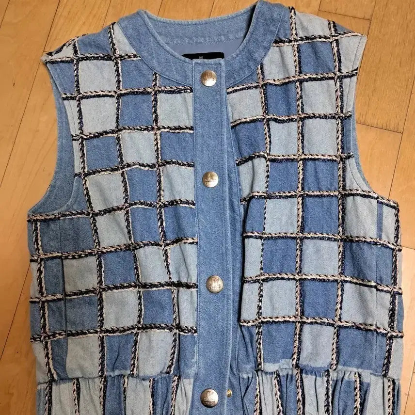 [BUNJANG] Lanvin Check Pattern Denim Vest (Size 66-77) / 랑방조끼(66~77)