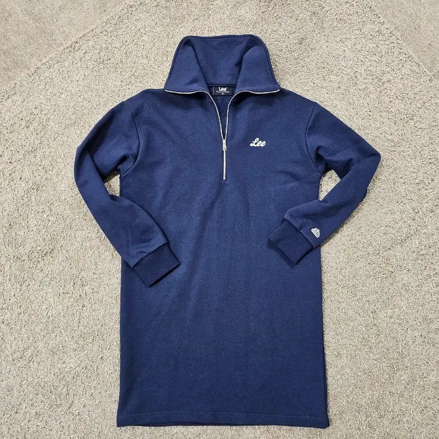 [BUNJANG] Lee Union Logo Half Zip Sweatshirt Dress Navy / Lee 유니온 로고 하프집업 맨투맨 원피스