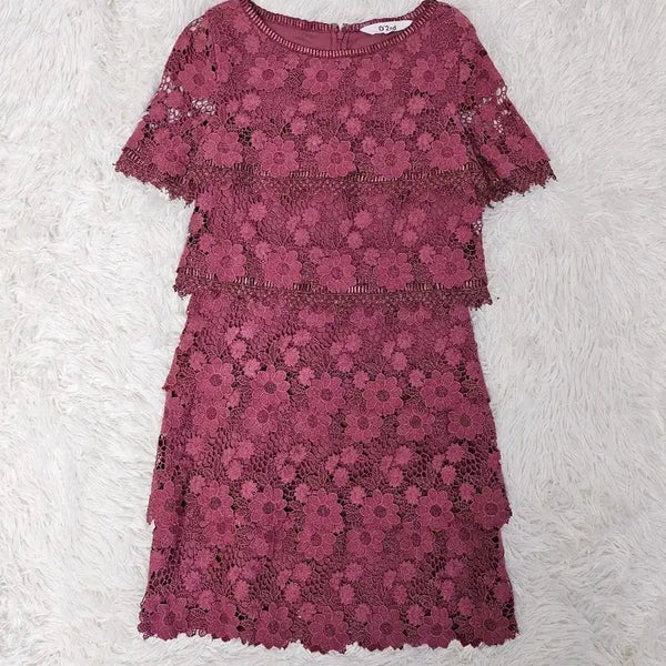 [BUNJANG] O.2nd Flower Lace Blouse Burgundy / O.2nd 플라워 레이스 블라우스 버건디