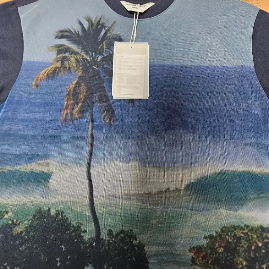 [BUNJANG] After Pray Full Print Mesh Short Sleeve T-Shirt Navy M / 애프터 프레이 풀 프린트 메쉬 네이비