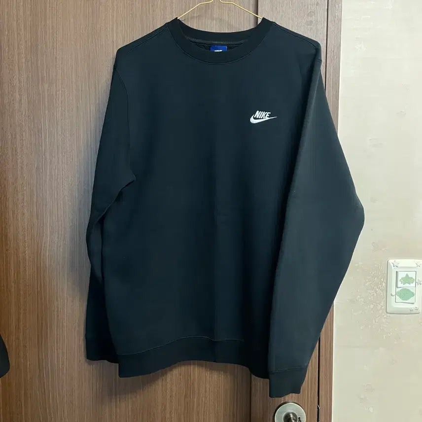 [BUNJANG] Nike Swoosh Black Fleece Sweatshirt L / 나이키 스우시 블랙 기모 맨투맨 티셔츠 L