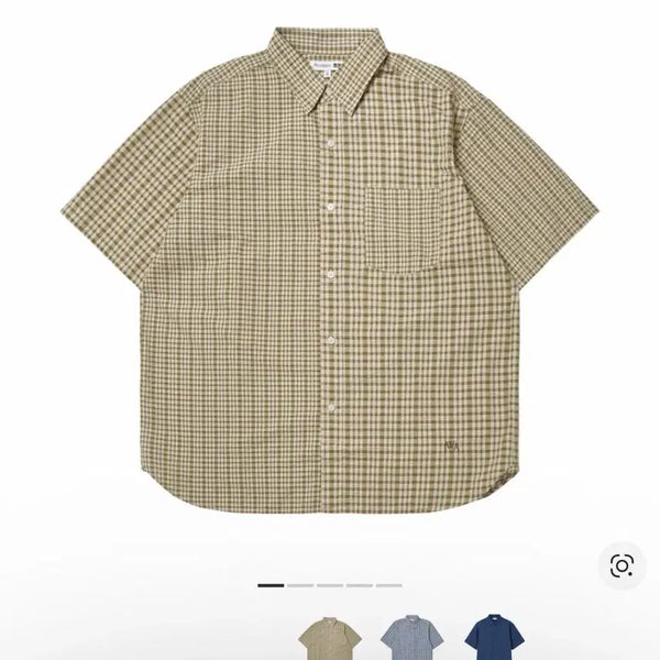 [BUNJANG] Uniqlo x JW Anderson Seersucker Short Sleeve Shirt Beige / 유니클로 x JW 앤더슨 시어서커 숏슬리브 셔츠 베이지