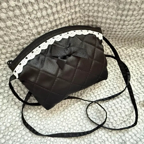 [BUNJANG] Narayya Black Quilted Ribbon Mini Crossbody Bag / [나라야] 블랙 퀼팅 리본 크로스백_ 미니가방