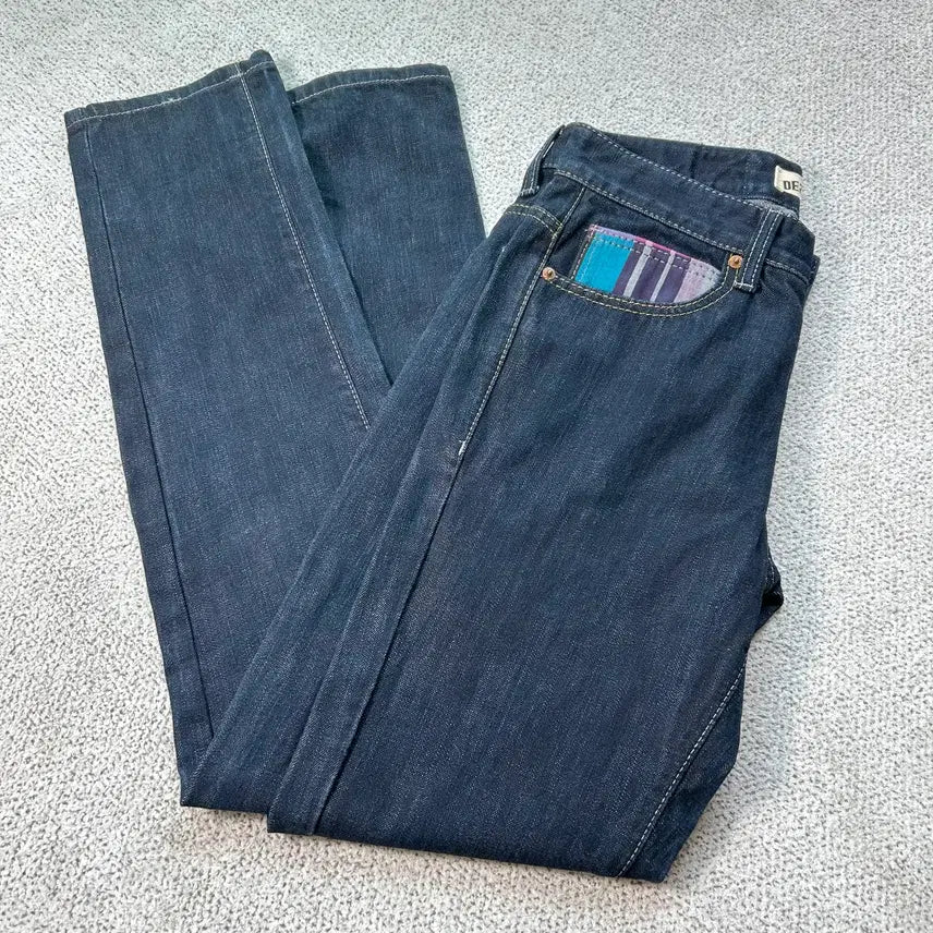 [BUNJANG] Dejavu Jine Check Pattern Denim Pants / 데자블리진 체크패턴 찐청 데님 팬츠