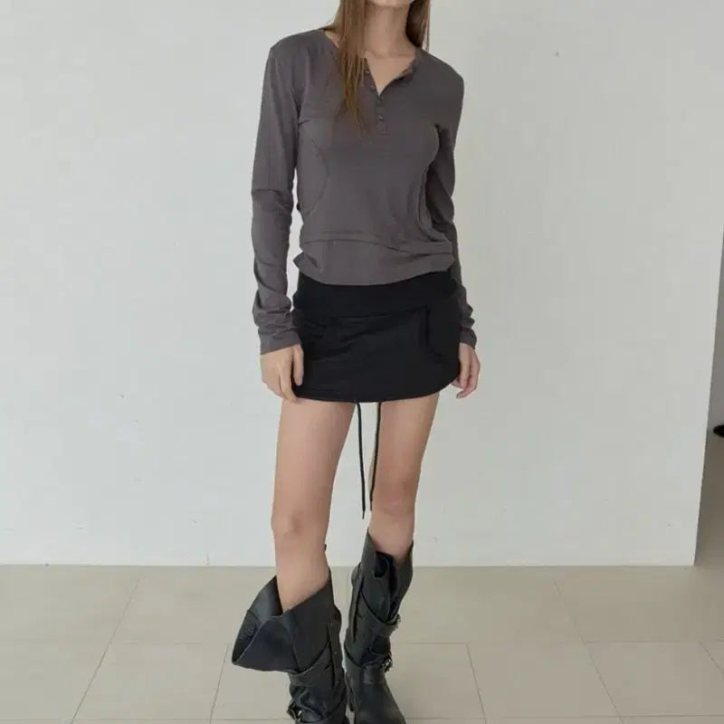 [BUNJANG] ORDES Hoodie Pouch Skirt Black / ORDES 오데스 후디 파우치 스커트