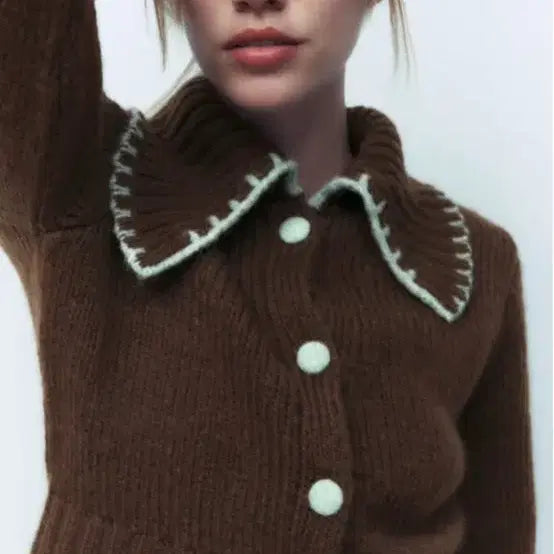 [BUNJANG] Zara Combi Stitch Knit Cardigan / 자라 콤비 스티치 니트 가디건