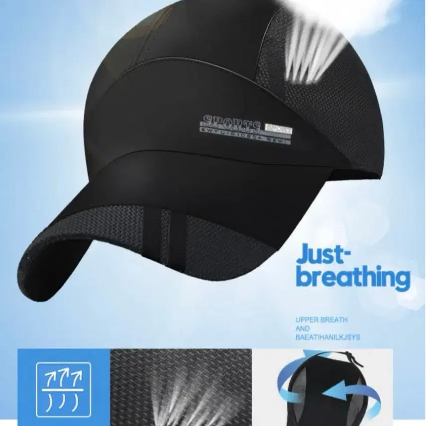 [BUNJANG] Sports Cool-Up Ball Cap Summer Hat / 1+1 스포츠 블랙 쿨업 볼캡 여름 모자