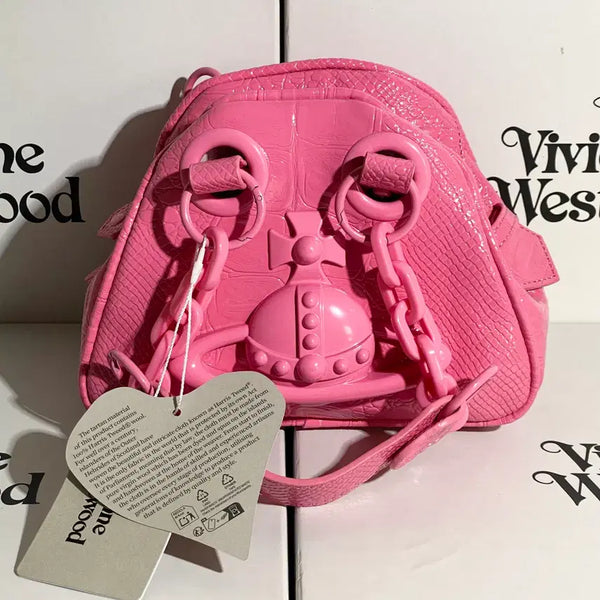 [BUNJANG] Vivienne Westwood Big Logo Clutch Shoulder Bag Pink / 비비안웨스트우드 클러치백 숄더백 핑크 빅로고
