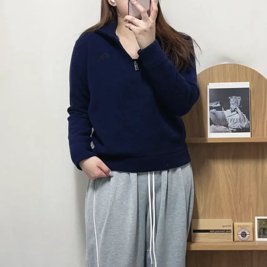 [BUNJANG] The North Face Navy Wool Half-Zip Pullover / 노스페이스 네이비 울 반집업 [ 실측확인 ]