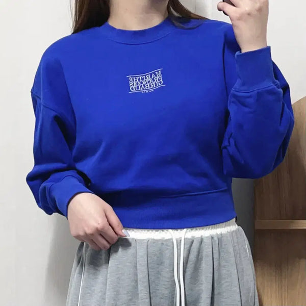 [BUNJANG] Marithe Francois Girbaud Blue Cropped Sweatshirt Size S / 마리떼프랑소와저버 블루 크롭 맨투맨 [ S ]
