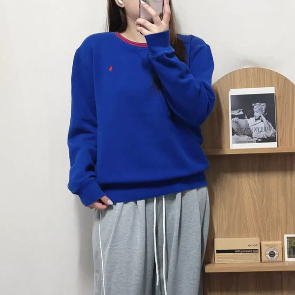 [BUNJANG] Polo Ralph Lauren Blue/Red Pony Fleece Sweatshirt XL / 폴로 블루 / 레드포니 기모 맨투맨 [ XL ]