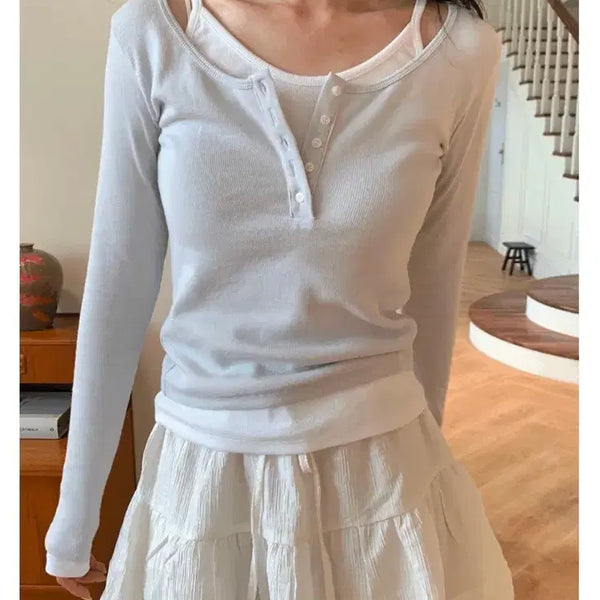 [BUNJANG] Merie From Me Rave Sleeveless Layered T-Shirt / 메리프롬미 레이브 나시 레이어드 티셔츠