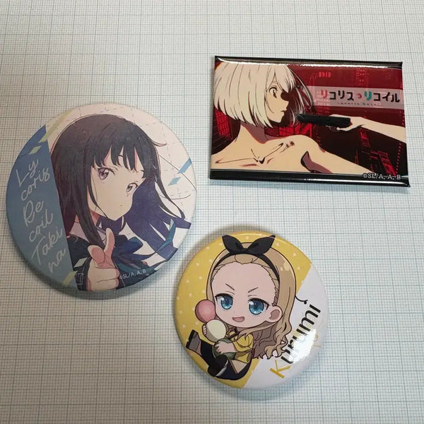 [BUNJANG] Lycoris Recoil Chisato Takina Kurumi Bundle Set Can Badges / 일괄) 리코리스 리코일 캔뱃지 치사토 타키나 쿠루미 굿즈