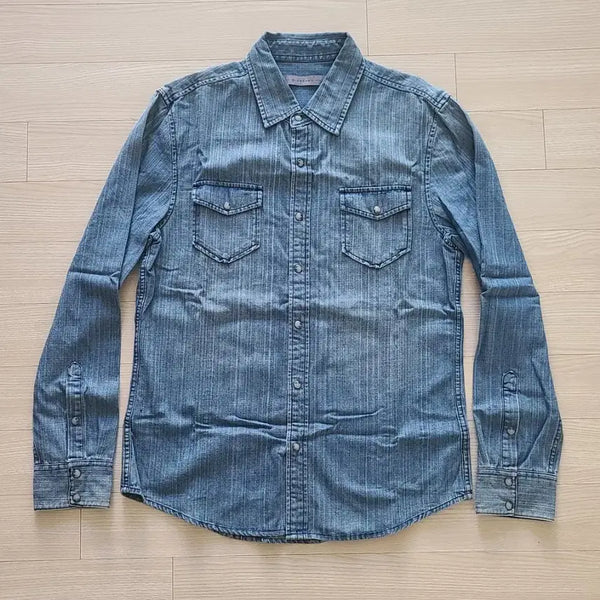 [BUNJANG] Giordano Slim Fit Denim Shirt Medium Blue / 지오다노 데님셔츠 중청 청남방 슬림핏 105 100