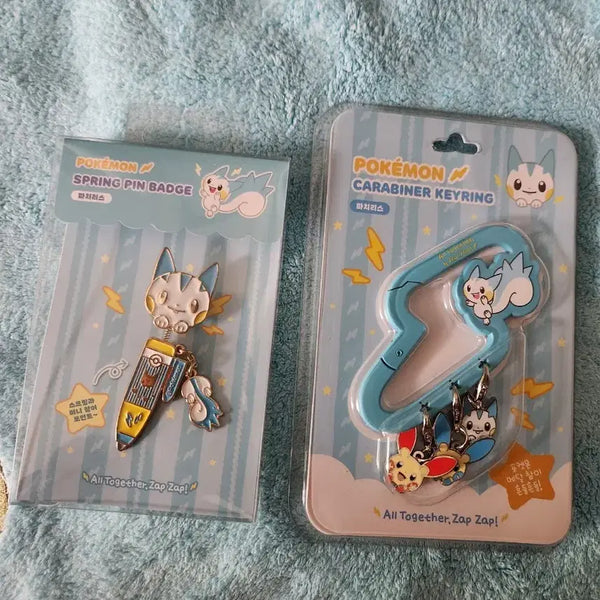 [BUNJANG] Pokemon Metamon Playground Pachirisu Carabiner Spring Pin Badge Set / 메타몽 놀이터 포켓몬 파치리스 카라비너 스프링핀뱃지