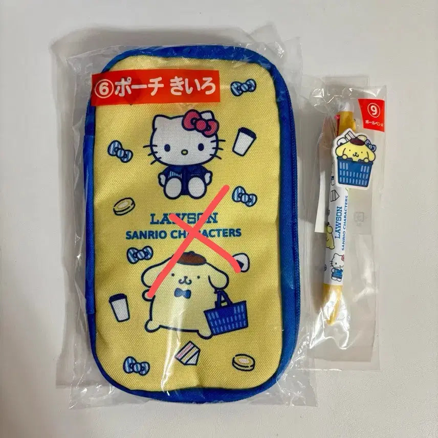 [BUNJANG] Sanrio Lawson 50th Anniversary Pouch Ballpoint Pen - Hello Kitty & Pompompurin / 새상품) 산리오 로손 50주년 캐릭터 파우치 볼펜 키티 폼폼푸린 볼펜