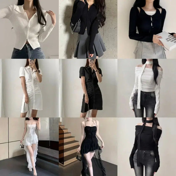 [BUNJANG] Women's Black and White Apparel Bundle (Blouse/Knit/Dress) / 블랙 화이트 여성 의류 모음 (블라우스/니트/원피스) 교신