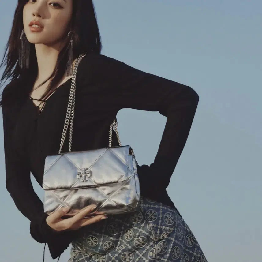[BUNJANG] Tory Burch Quilted Chain Shoulder Bag Silver / 토리버치 실버 퀼팅 체인 숄더백