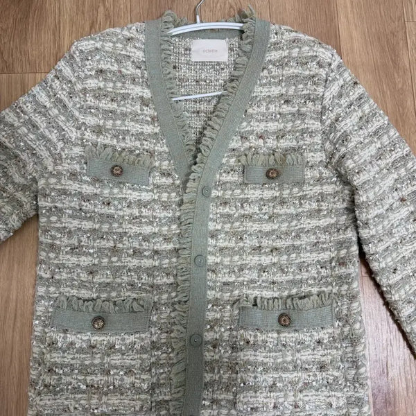 [BUNJANG] Otete Tweed Jacket Cardigan Mint / 오떼뜨 트위드 자켓 트위드 가디건 민트