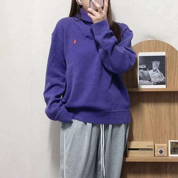 [BUNJANG] Polo Ralph Lauren Purple Label Carrot Pony Neck Shoulder Knit - Size L / 폴로 보라 / 당근포니 넥숄더 니트 [ L ]