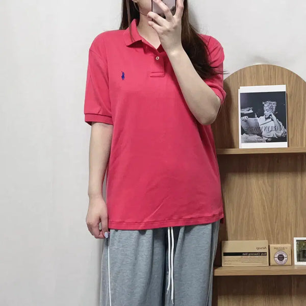 [BUNJANG] Polo Ralph Lauren Plum Navy Pony Short Sleeve Polo Shirt - Size M / 폴로 플럼 / 네이비포니 반팔카라티 [ M ]