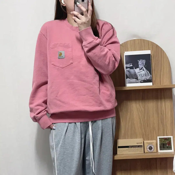 [BUNJANG] Carhartt Pink Pocket Sweatshirt M / 칼하트 핑크 포켓 맨투맨 [ M ]